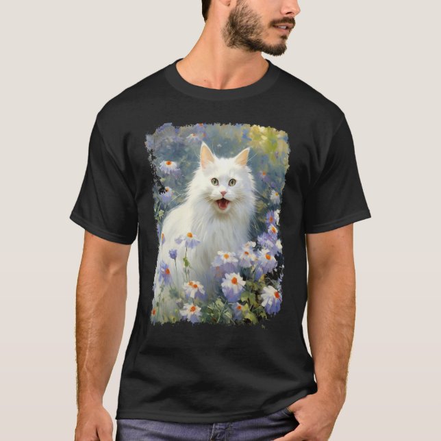 Camiseta Arte Acrílico Gato Blanco (Anverso)