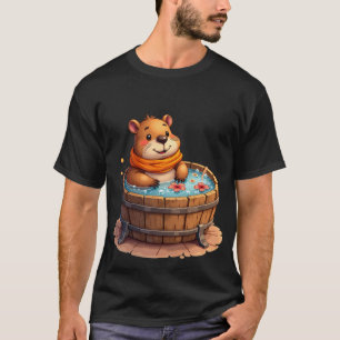 Camiseta Arte acuarela de capibara relajada en bañera de hi