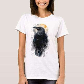 Camiseta Arte Acuarela de Cuervo Místico | Cuervo de Luna G