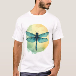 Camiseta Arte Acuarela de Libélula Verde Hermosa Insecto Lo