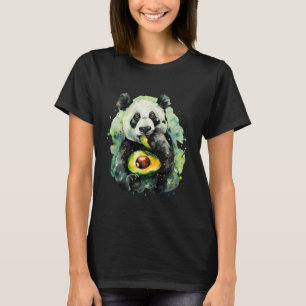 Camiseta Arte Acuarela de Oso Panda de Aguacate Fruta de Ag