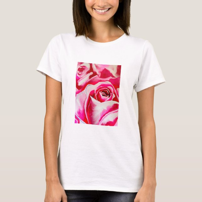 Camiseta Arte acuarela de rosa (Anverso)
