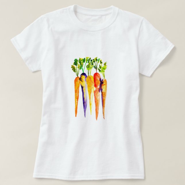 Camiseta Arte acuarela de zanahorias simples (Diseño del anverso)