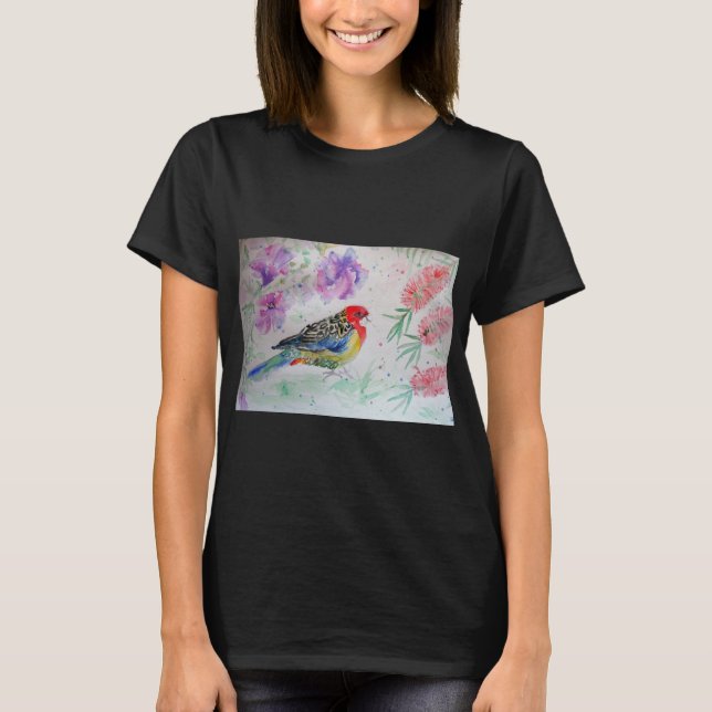 Camiseta Arte acuático australiano de loro rosella T Shirt (Anverso)