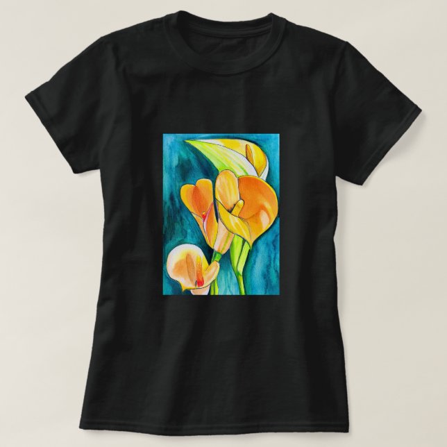 Camiseta arte acuático de flores de Calla lily (Diseño del anverso)