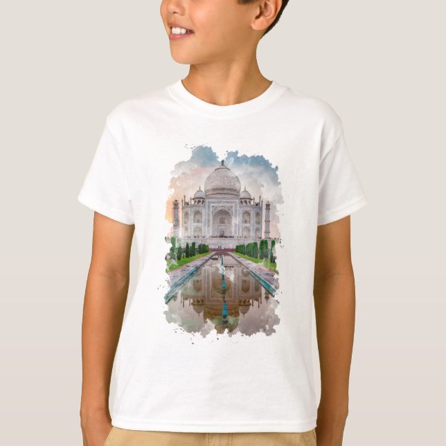 Camiseta Arte acuático de Taj Mahal India (Anverso)