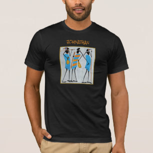 Camiseta Arte africano en acuarela, guerreros masai de Keni