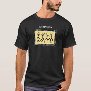 Camiseta Arte africano Felices Bailarines de Silueta Impres