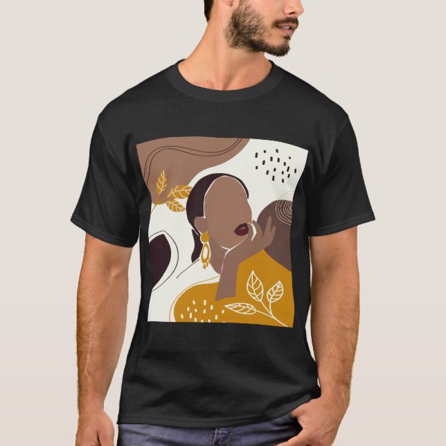 Camiseta Arte afroamericano, impresión de Chica foliar, muj (Anverso)