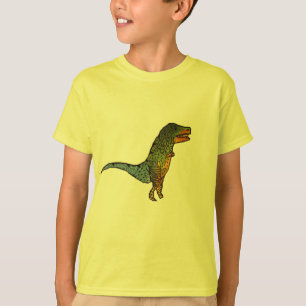 Camiseta Arte amarillo del dinosaurio de T-Rex de los niño