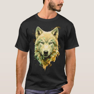 Camiseta Arte Animal Místico Geométrico Lobo Cósmico