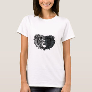 Camiseta Arte animal Yin Yang, batalla de leones