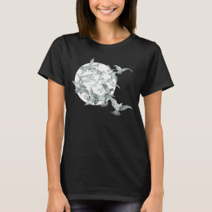 Camiseta Arte antiguo modernista bandada de pájaros con lun