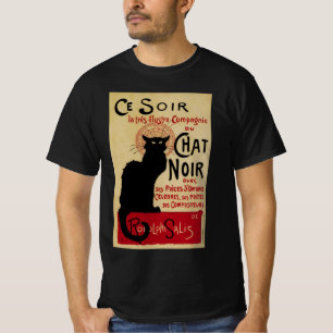 Camiseta Arte Antiguo Modernista, Esta Noche Gato Negro Cha