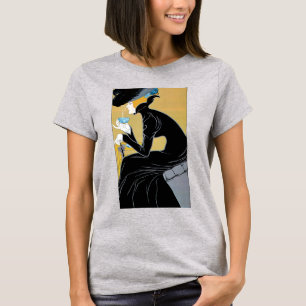 Camiseta Arte Antiguo Modernista, Señora Bebiendo Té Marco 