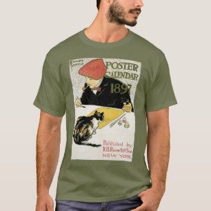 Camiseta Arte Antiguo Moderno, Artista Pintando con Gato Ma