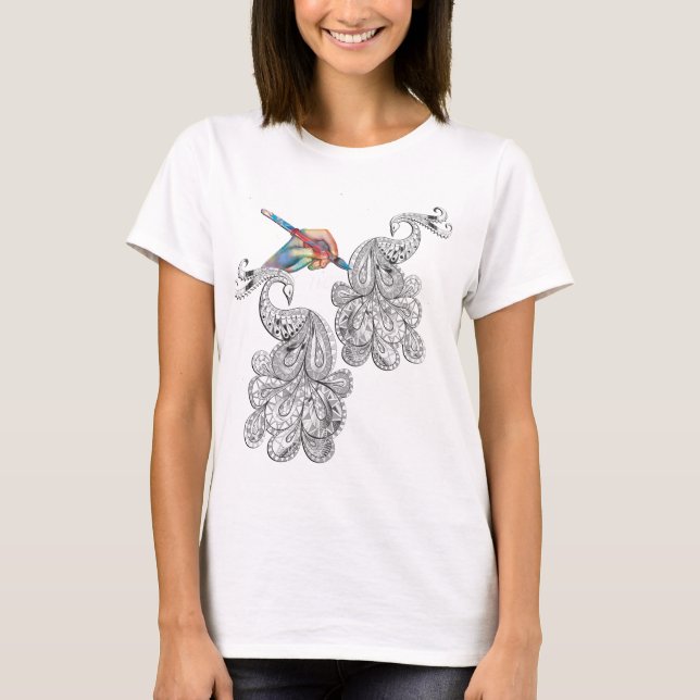 Camiseta Arte artístico de doodle dibujado a mano por Henna (Anverso)