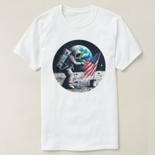 Camiseta Arte astronauta de aterrizaje lunar estadounidense