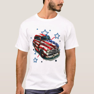 Camiseta Arte Automovilístico Retro Patriótico