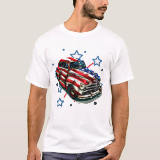 Camiseta Arte Automovilístico Retro Patriótico
