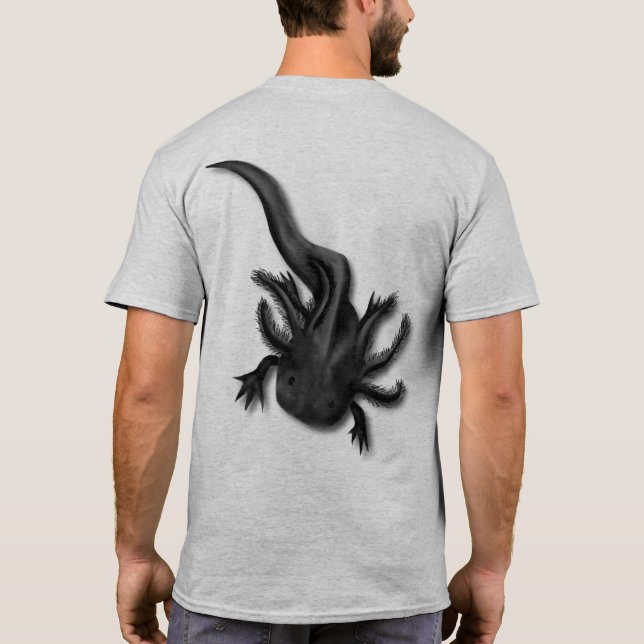 Camiseta Arte Axolotélico Melanoico Negro (Reverso)
