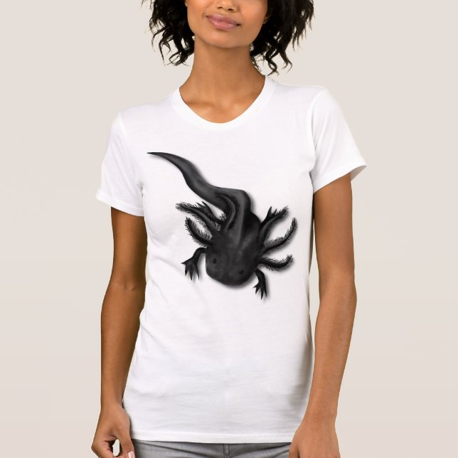 Camiseta Arte Axolotélico Melanoico Negro (Anverso)