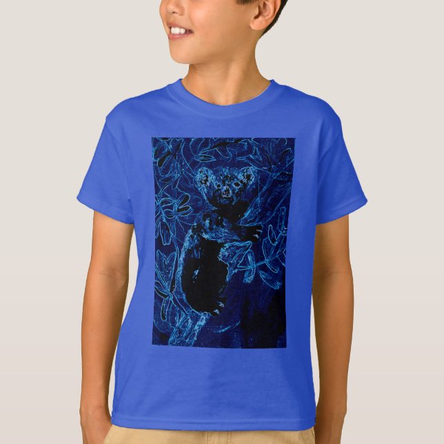 Camiseta Arte azul del árbol de la koala (Anverso)