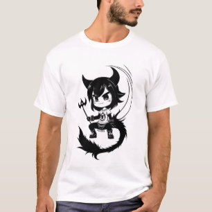 Camiseta Arte blanco y negro joven chica del diablo   Arte 