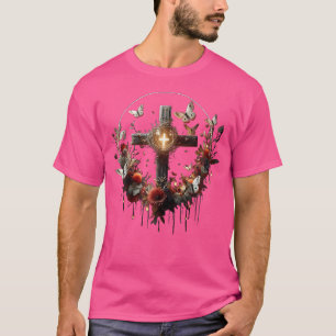 Camiseta Arte Boho Punk Crucifijo Mujer Mariposa Luna Mo