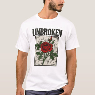 Camiseta Arte bordado de Rosa ininterrumpido