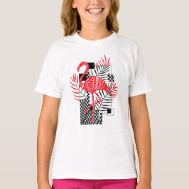 Camiseta Arte Botánico de Flamenco Rojo Moderno - Tro Minim