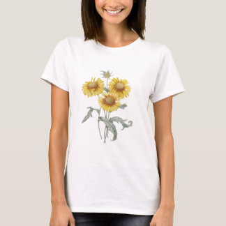 Camiseta Arte botánico vintage de girasoles. P.J. Redoute.
