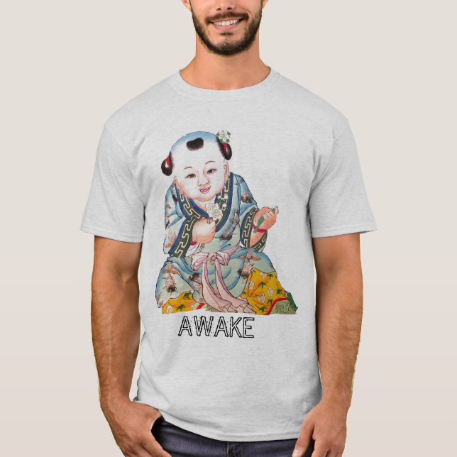 Camiseta Arte budista asiático de risa de Buda de la buena (Anverso)