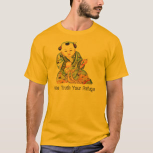 Camiseta Arte budista asiático de risa de Buda de la buena