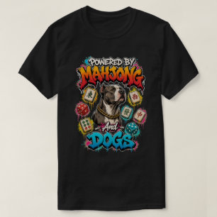 Camiseta Arte callejero de perro Pitbull y fichas de Mahjo
