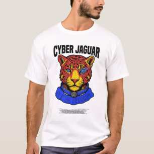 Camiseta Arte callejero mecánico neón Jaguar cibernético