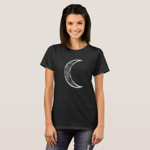 Camiseta Arte Celestial Abstracto de Luna Creciente Negra
