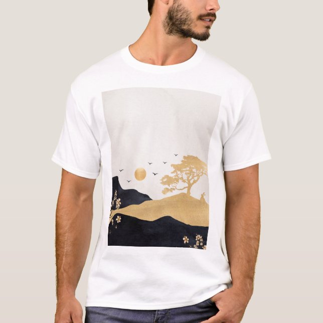 Camiseta Arte chino de tinta, arte digital chino, retro vin (Anverso)