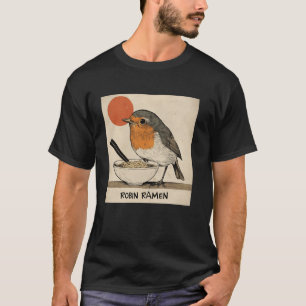Camiseta Arte Clásico Japonés Atardecer Fideos Fauna Petirr