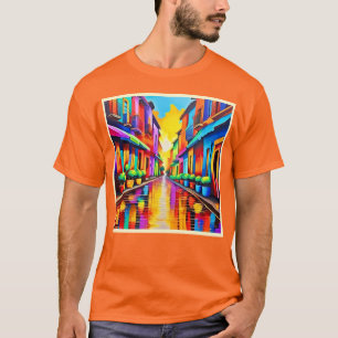 Camiseta Arte colorido de escena callejera