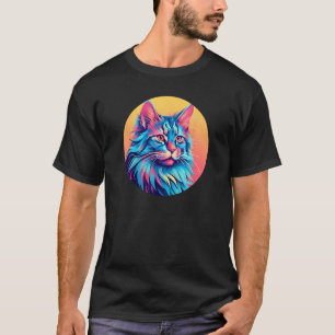 Camiseta Arte colorido de gato Maine Coon, gatos de amor