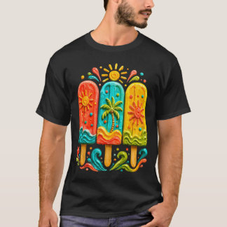 Camiseta Arte colorido de vacaciones de verano con paleta t