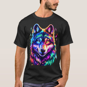 Camiseta Arte Colorido Lobos Animales
