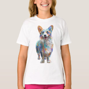 Camiseta Arte Colorido Perro Corgi Pintado para Niños
