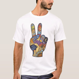 Camiseta Arte Colorido Símbolo de Paz Paraíso en Mano