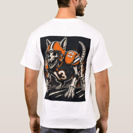 Camiseta Arte Cómic de Perro de Fútbol Esqueleto