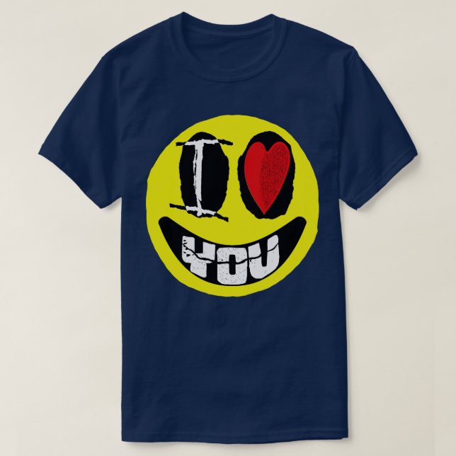 Camiseta Arte con palabras de cara sonriente Te amo Te quie (Diseño del anverso)