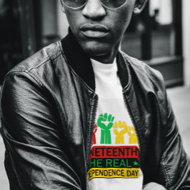 Camiseta Arte con Palabras de Juneteenth en Colores Panafri