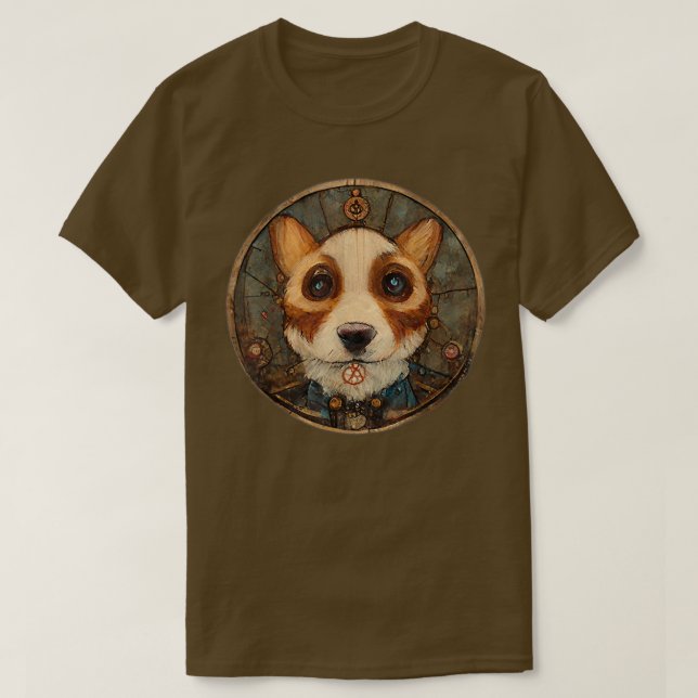 Camiseta Arte Corgi Surreal Steampunk, Perro Lover -627 (Diseño del anverso)