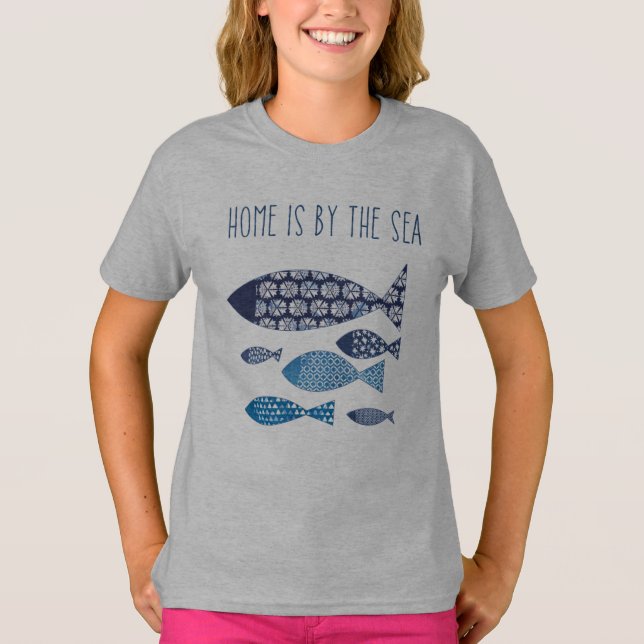 Camiseta Arte costero | Casa a orillas del mar (Anverso)